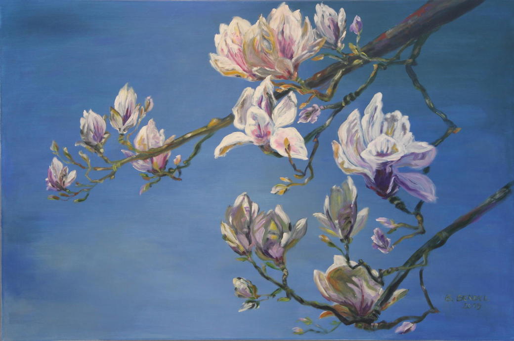 Magnolien, Acryl a Lw, 80 x 120