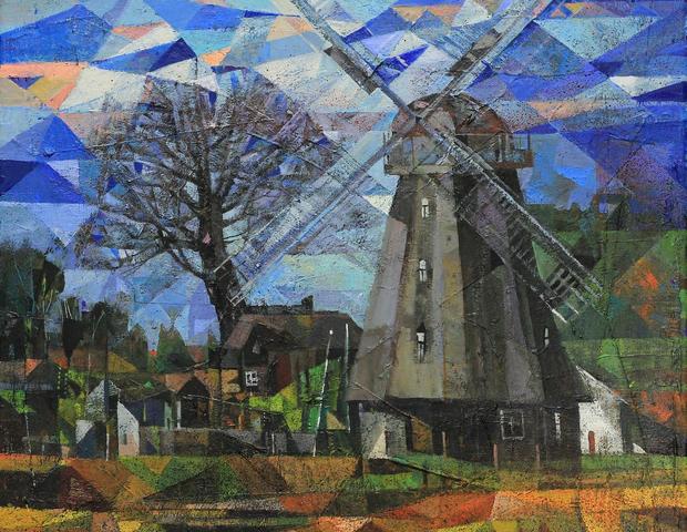 Iris Band, Alte Mühle in Ahrenshoop, 2025, Mischtechnik auf Leinwand