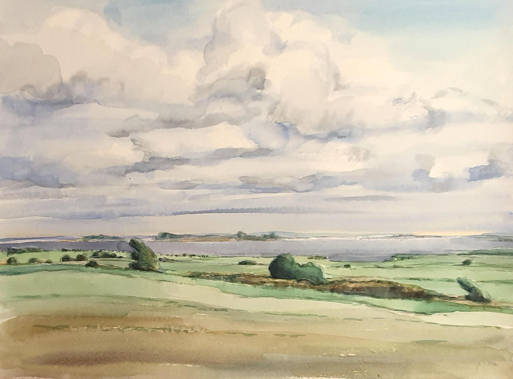 Manfred Pietsch_Boddenlandschaft 1_Fischland_1990_Aquarell_© Jürgen Schneider