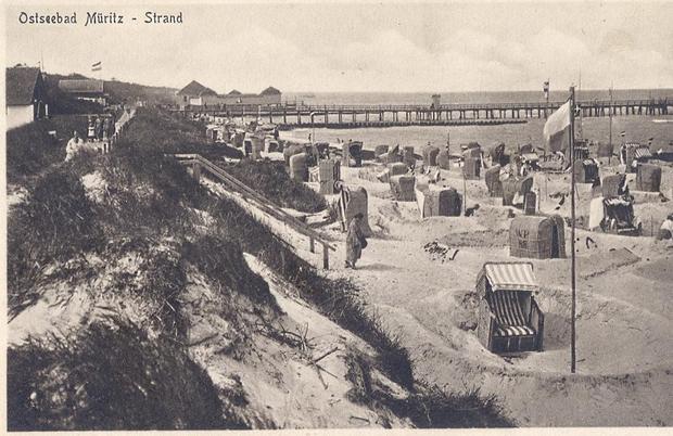 Historische Postkarte - Strand in Müritz