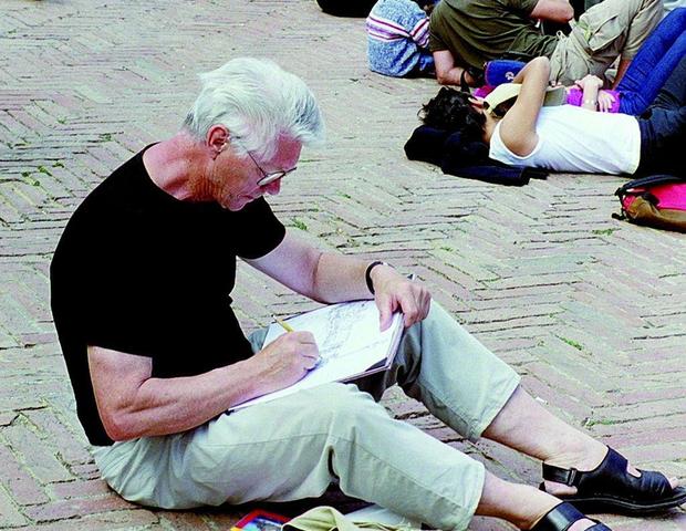 "festgehalten" - Hans Meyer skizziert in Siena, 1998
