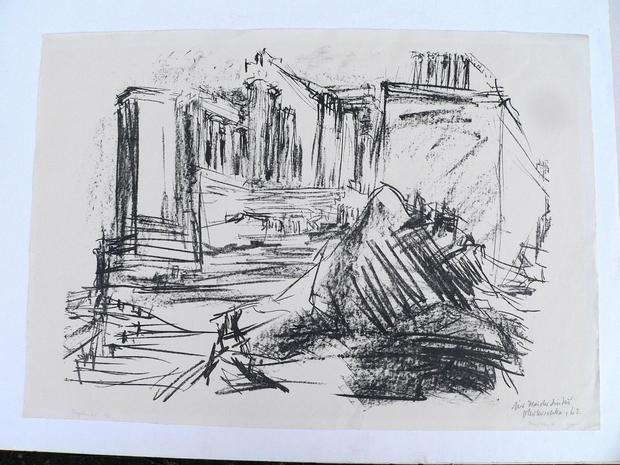 Oskar Kokoschka - Akropolis, Pyrenäen - 1961 - Lithographie.JPG Quelle *