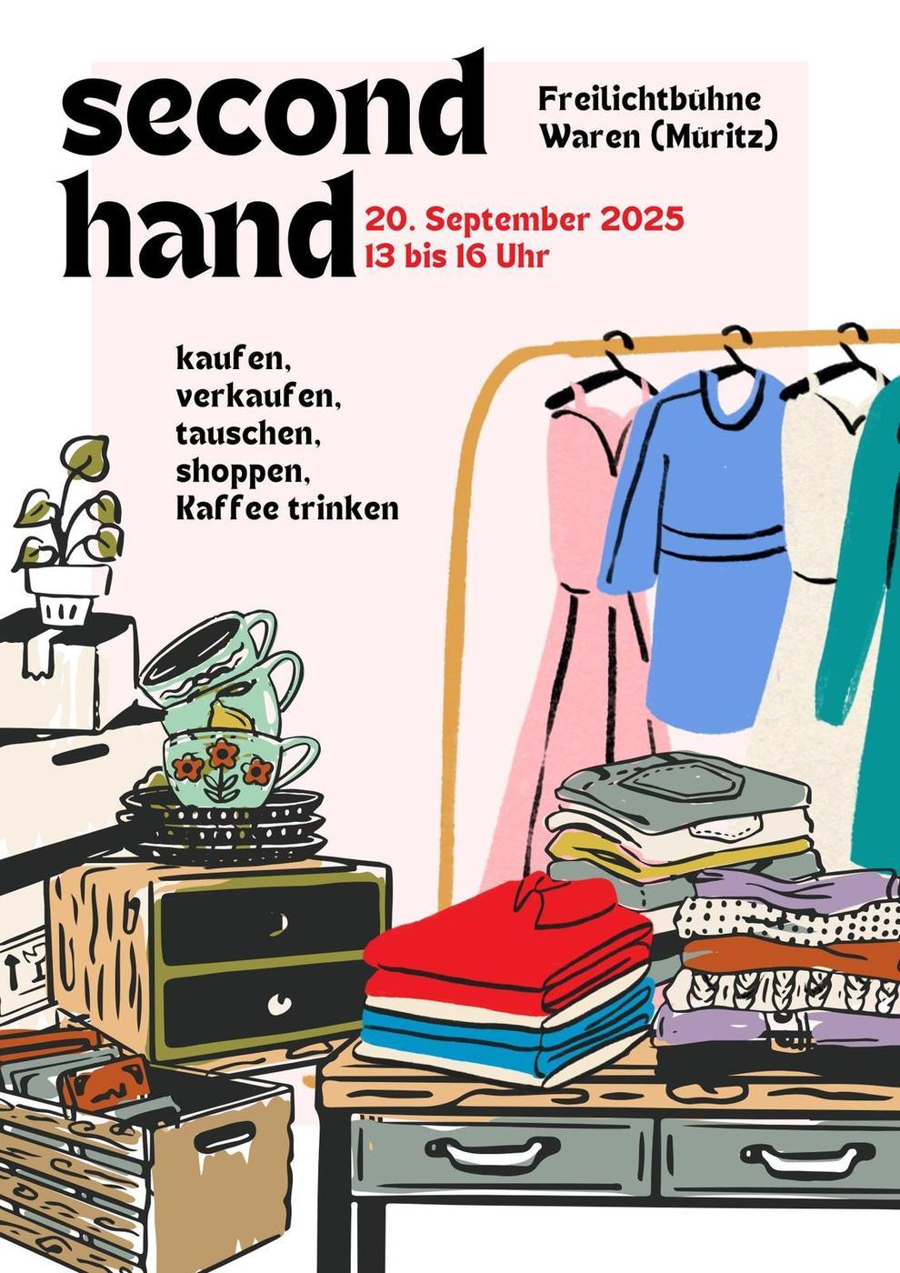 Colorful Retro Vintage Illustrative Garage Sale Flyer