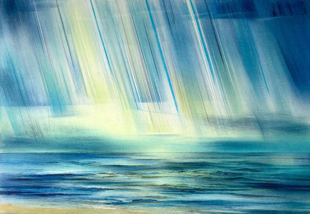 Wieland Payer Lichtspiel über der Ostsee vor Ahrenshoop (1. Zustand), 2025, Öl auf Leinwand